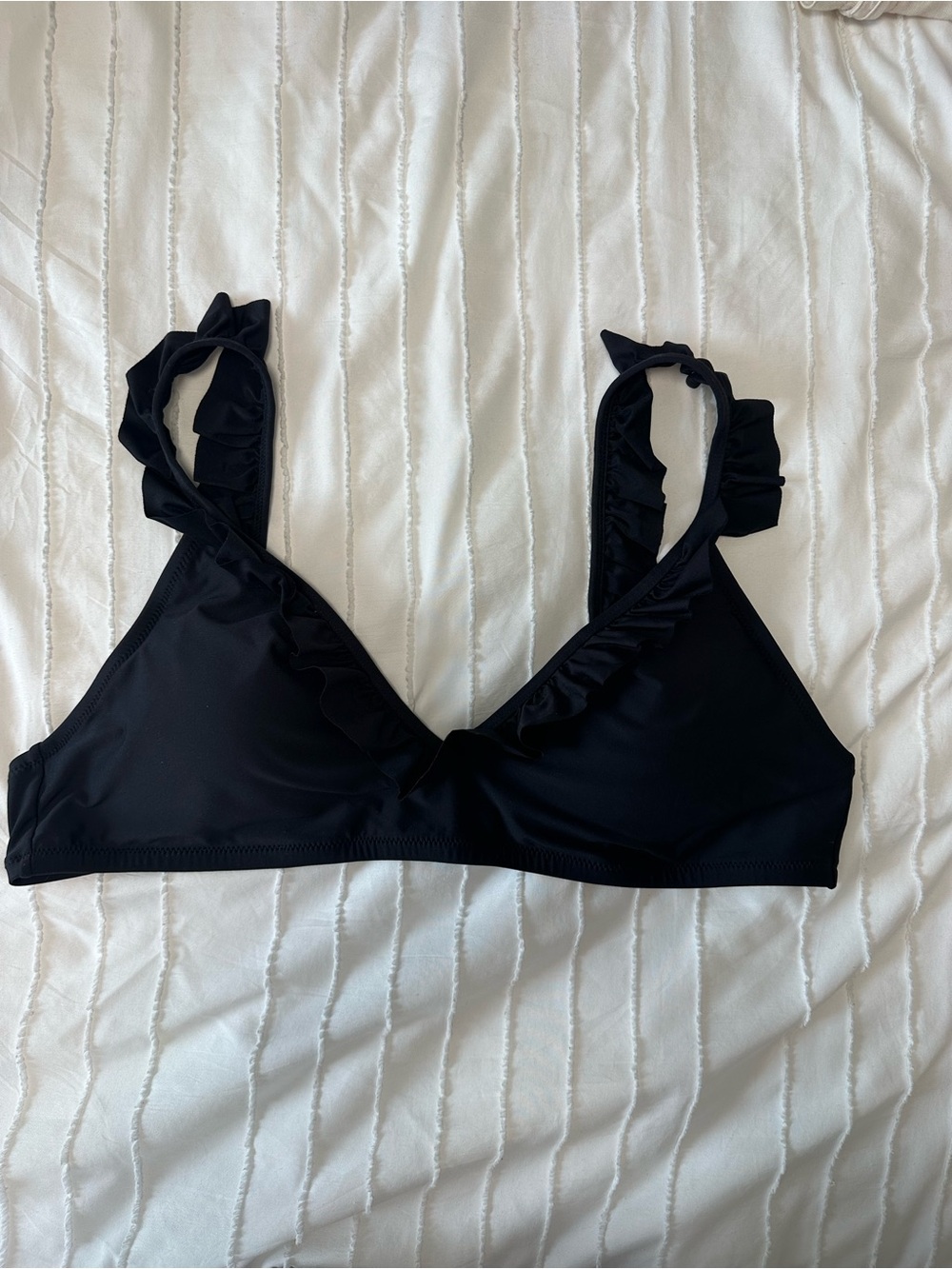 J. Crew Black Ruffle Strap Bikini Top
